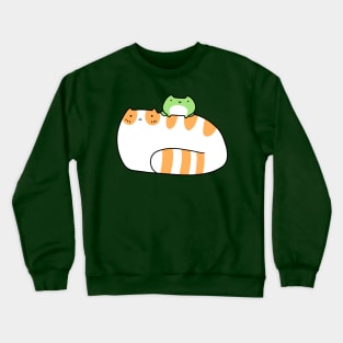 Tabby Cat and Frog Crewneck Sweatshirt